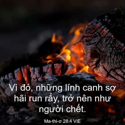 Picture 03 - Ma-thi-ơ 28:4 VIE - Vì đó, những lính canh sợ hãi run rẩy, - Bible Verse Picture
