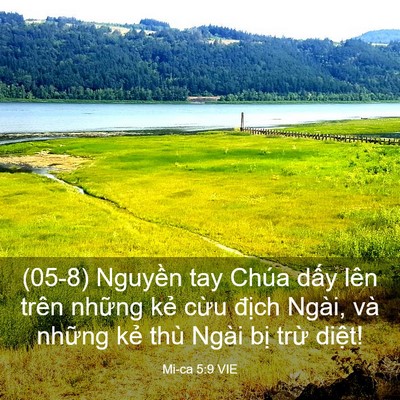 Picture 03 - Mi-ca 5:9 VIE - (05-8) Nguyền tay Chúa dấy lên trên - Bible Verse Picture