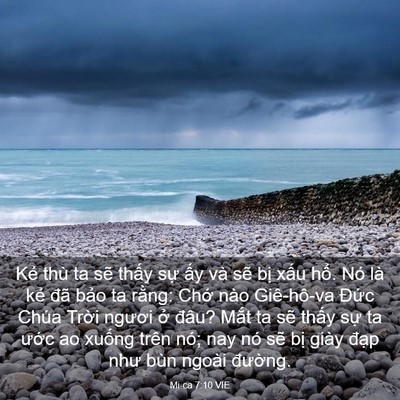 Picture 03 - Mi-ca 7:10 VIE - Kẻ thù ta sẽ thấy sự ấy và sẽ bị - Bible Verse Picture