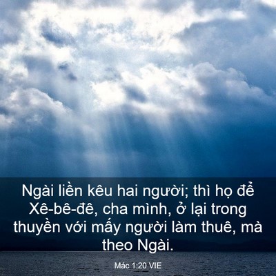 Picture 03 - Mác 1:20 VIE - Ngài liền kêu hai người; thì họ để - Bible Verse Picture