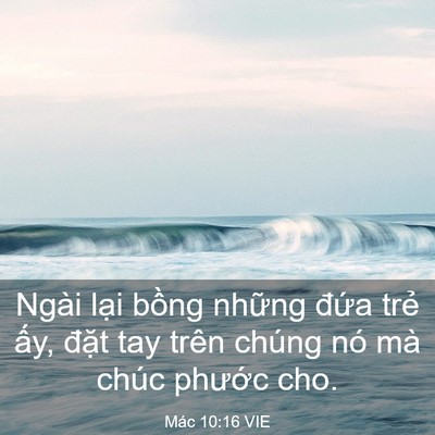 Picture 03 - Mác 10:16 VIE - Ngài lại bồng những đứa trẻ ấy, - Bible Verse Picture