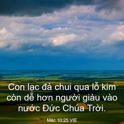 Picture 03 - Mác 10:25 VIE - Con lạc đà chui qua lỗ kim còn dễ hơn - Bible Verse Picture