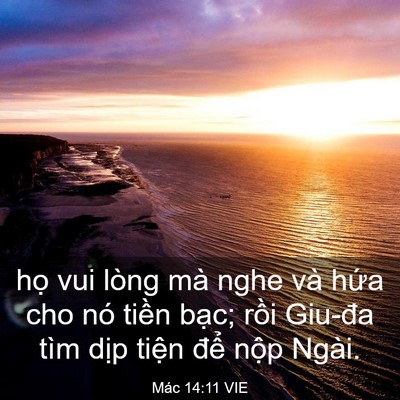 Picture 03 - Mác 14:11 VIE - họ vui lòng mà nghe và hứa cho nó tiền - Bible Verse Picture