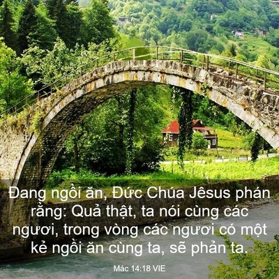 Picture 03 - Mác 14:18 VIE - Đang ngồi ăn, Đức Chúa Jêsus phán - Bible Verse Picture