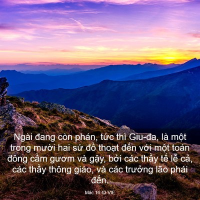 Picture 03 - Mác 14:43 VIE - Ngài đang còn phán, tức thì Giu-đa, là - Bible Verse Picture