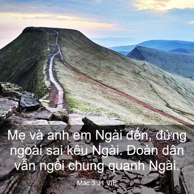 Picture 03 - Mác 3:31 VIE - Mẹ và anh em Ngài đến, đứng ngoài sai - Bible Verse Picture