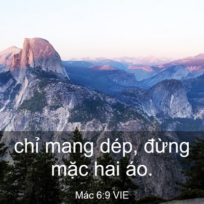 Picture 03 - Mác 6:9 VIE - chỉ mang dép, đừng mặc hai - Bible Verse Picture