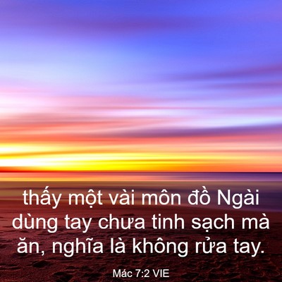 Picture 03 - Mác 7:2 VIE - thấy một vài môn đồ Ngài dùng tay - Bible Verse Picture