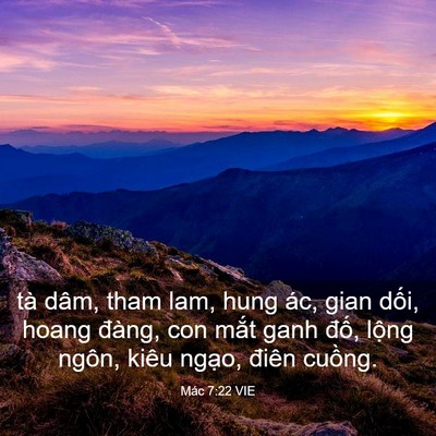 Picture 03 - Mác 7:22 VIE - tà dâm, tham lam, hung ác, gian dối, hoang - Bible Verse Picture