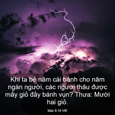 Picture 03 - Mác 8:19 VIE - Khi ta bẻ năm cái bánh cho năm ngàn - Bible Verse Picture