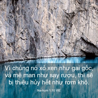 Picture 03 - Na-hum 1:10 VIE - Vì chúng nó xỏ xen như gai gốc, và mê - Bible Verse Picture