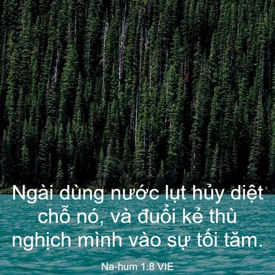 Picture 03 - Na-hum 1:8 VIE - Ngài dùng nước lụt hủy diệt chỗ nó, - Bible Verse Picture