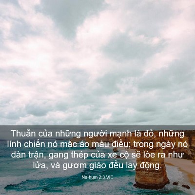 Picture 03 - Na-hum 2:3 VIE - Thuẫn của những người mạnh là đỏ, - Bible Verse Picture