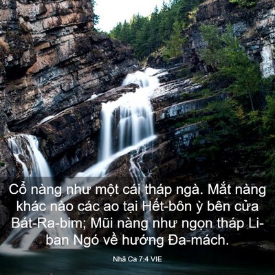 Picture 03 - Nhã Ca 7:4 VIE - Cổ nàng như một cái tháp ngà. Mắt - Bible Verse Picture