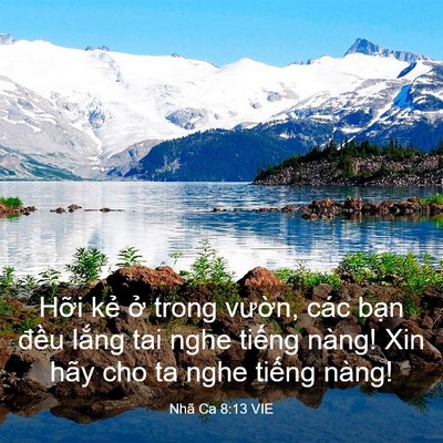 Picture 03 - Nhã Ca 8:13 VIE - Hỡi kẻ ở trong vườn, các bạn đều - Bible Verse Picture