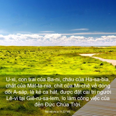 Picture 03 - Nê-hê-mi-a 11:22 VIE - U-xi, con trai của Ba-ni, cháu của - Bible Verse Picture
