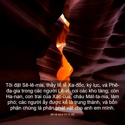 Picture 03 - Nê-hê-mi-a 13:13 VIE - Tôi đặt Sê-lê-mia, thầy tế lễ - Bible Verse Picture