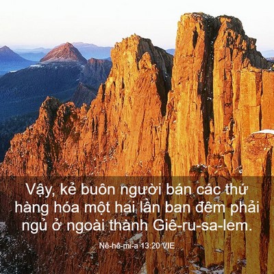 Picture 03 - Nê-hê-mi-a 13:20 VIE - Vậy, kẻ buôn người bán các thứ hàng - Bible Verse Picture
