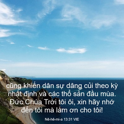 Picture 03 - Nê-hê-mi-a 13:31 VIE - cũng khiến dân sự dâng củi theo kỳ - Bible Verse Picture