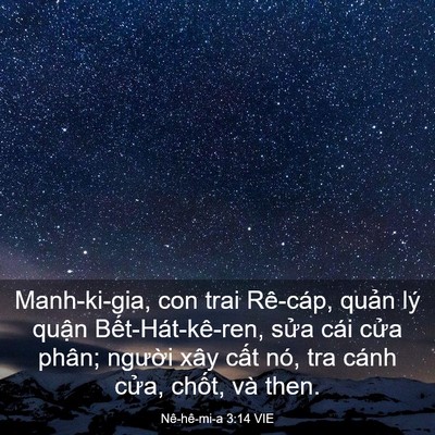 Picture 03 - Nê-hê-mi-a 3:14 VIE - Manh-ki-gia, con trai Rê-cáp, quản lý quận - Bible Verse Picture