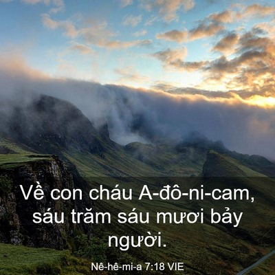 Picture 03 - Nê-hê-mi-a 7:18 VIE - Về con cháu A-đô-ni-cam, sáu trăm sáu - Bible Verse Picture