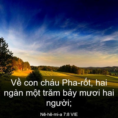 Picture 03 - Nê-hê-mi-a 7:8 VIE - Về con cháu Pha-rốt, hai ngàn một trăm - Bible Verse Picture