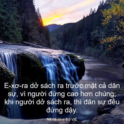 Picture 03 - Nê-hê-mi-a 8:5 VIE - E-xơ-ra dở sách ra trước mặt cả dân - Bible Verse Picture