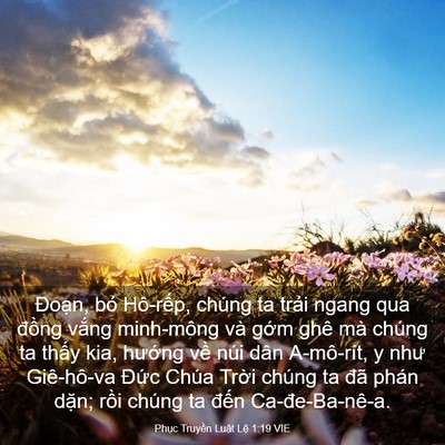 Picture 03 - Phục Truyền Luật Lệ 1:19 VIE - Đoạn, bỏ Hô-rếp, chúng ta trải ngang - Bible Verse Picture