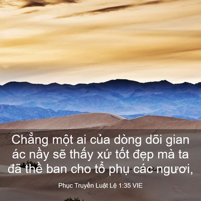 Picture 03 - Phục Truyền Luật Lệ 1:35 VIE - Chẳng một ai của dòng dõi gian ác nầy - Bible Verse Picture