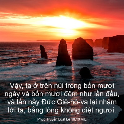 Picture 03 - Phục Truyền Luật Lệ 10:10 VIE - Vậy, ta ở trên núi trong bốn mươi ngày - Bible Verse Picture