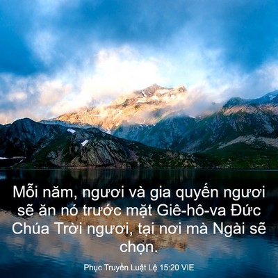 Picture 03 - Phục Truyền Luật Lệ 15:20 VIE - Mỗi năm, ngươi và gia quyến ngươi sẽ - Bible Verse Picture