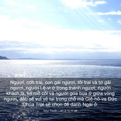 Picture 03 - Phục Truyền Luật Lệ 16:11 VIE - Ngươi, con trai, con gái ngươi, tôi trai - Bible Verse Picture