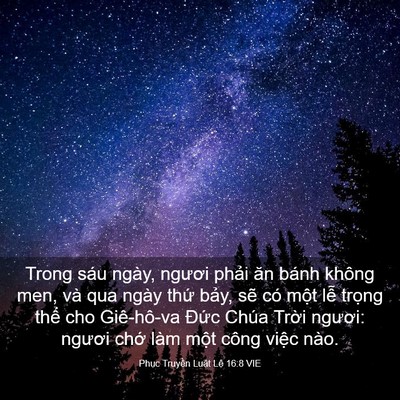 Picture 03 - Phục Truyền Luật Lệ 16:8 VIE - Trong sáu ngày, ngươi phải ăn bánh không - Bible Verse Picture