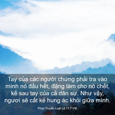 Picture 03 - Phục Truyền Luật Lệ 17:7 VIE - Tay của các người chứng phải tra vào - Bible Verse Picture