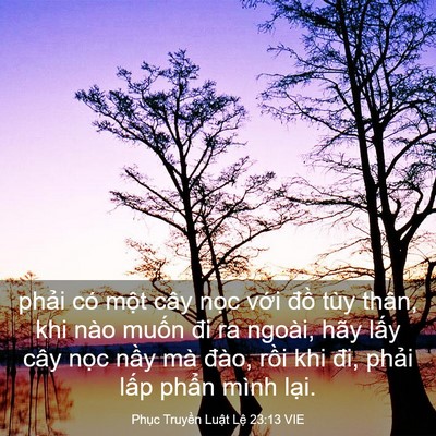Picture 03 - Phục Truyền Luật Lệ 23:13 VIE - phải có một cây nọc với đồ tùy - Bible Verse Picture