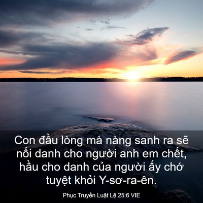 Picture 03 - Phục Truyền Luật Lệ 25:6 VIE - Con đầu lòng mà nàng sanh ra sẽ nối - Bible Verse Picture