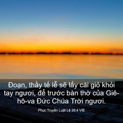 Picture 03 - Phục Truyền Luật Lệ 26:4 VIE - Đoạn, thầy tế lễ sẽ lấy cái giỏ - Bible Verse Picture