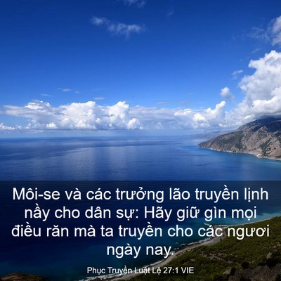 Picture 03 - Phục Truyền Luật Lệ 27:1 VIE - Môi-se và các trưởng lão truyền lịnh - Bible Verse Picture