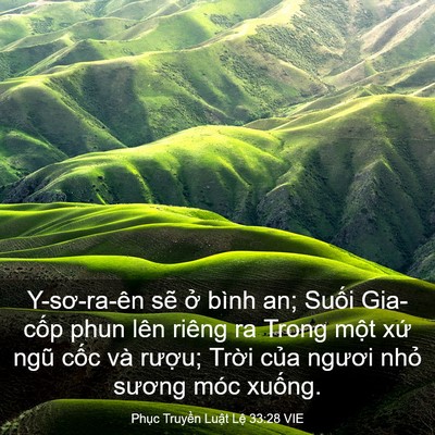 Picture 03 - Phục Truyền Luật Lệ 33:28 VIE - Y-sơ-ra-ên sẽ ở bình an; Suối Gia-cốp - Bible Verse Picture
