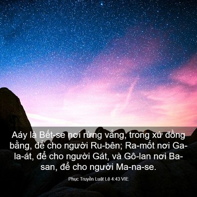Picture 03 - Phục Truyền Luật Lệ 4:43 VIE - Aáy là Bết-se nơi rừng vắng, trong xứ - Bible Verse Picture