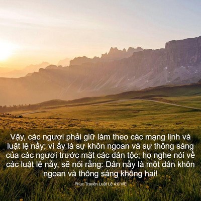 Picture 03 - Phục Truyền Luật Lệ 4:6 VIE - Vậy, các ngươi phải giữ làm theo các - Bible Verse Picture