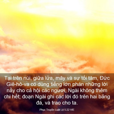 Picture 03 - Phục Truyền Luật Lệ 5:22 VIE - Tại trên núi, giữa lửa, mây và sự - Bible Verse Picture
