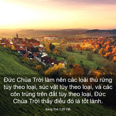 Picture 03 - Sáng Thế 1:25 VIE - Đức Chúa Trời làm nên các loài thú - Bible Verse Picture