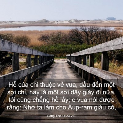 Picture 03 - Sáng Thế 14:23 VIE - Hễ của chi thuộc về vua, dầu đến - Bible Verse Picture