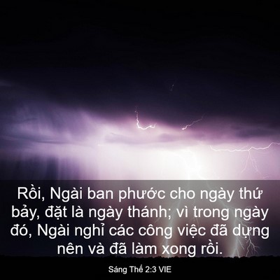 Picture 03 - Sáng Thế 2:3 VIE - Rồi, Ngài ban phước cho ngày thứ bảy, - Bible Verse Picture
