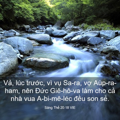 Picture 03 - Sáng Thế 20:18 VIE - Vả, lúc trước, vì vụ Sa-ra, vợ - Bible Verse Picture