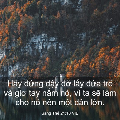 Picture 03 - Sáng Thế 21:18 VIE - Hãy đứng dậy đỡ lấy đứa trẻ và - Bible Verse Picture