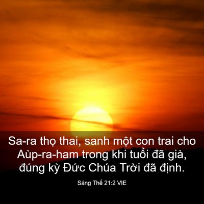 Picture 03 - Sáng Thế 21:2 VIE - Sa-ra thọ thai, sanh một con trai cho - Bible Verse Picture