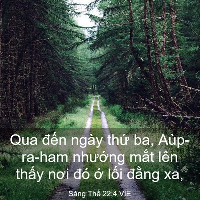 Picture 03 - Sáng Thế 22:4 VIE - Qua đến ngày thứ ba, Aùp-ra-ham nhướng - Bible Verse Picture
