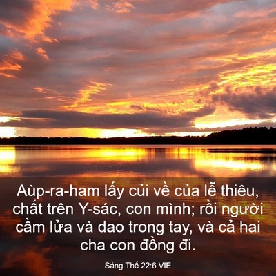 Picture 03 - Sáng Thế 22:6 VIE - Aùp-ra-ham lấy củi về của lễ thiêu, - Bible Verse Picture